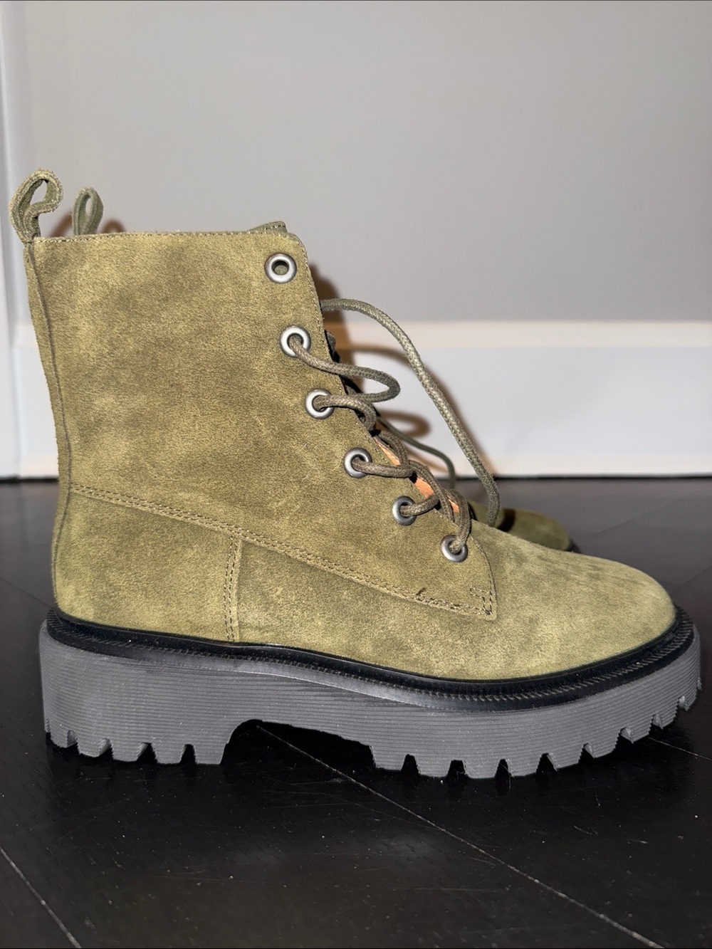 Madewell Cargo Green Rayna Boot Suede Combat boots